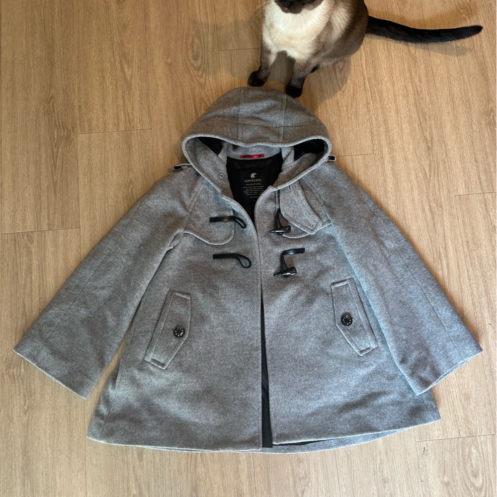Gray Hooded Toggle Coat